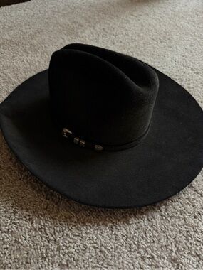 Stetson Black Wool 4X Beaver Felt Cowboy Hat with Decorative Band
